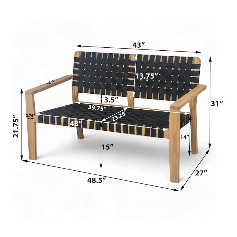 Christopher Knight Home - Hilary Acacia Wood Outdoor Loveseat with Woven Rope, 2-Seater Sofa