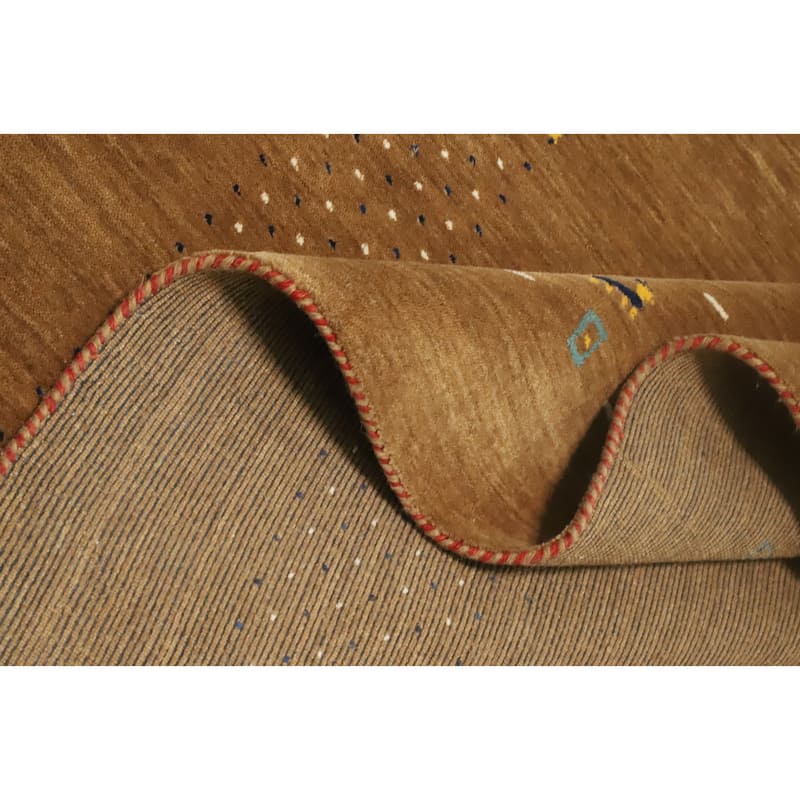 Hand Knotted Oriental 100% Wool Carpet Tribal Animal Pictorial Brown Gabbeh Area Rug - 8' 1'' X 8' 1''