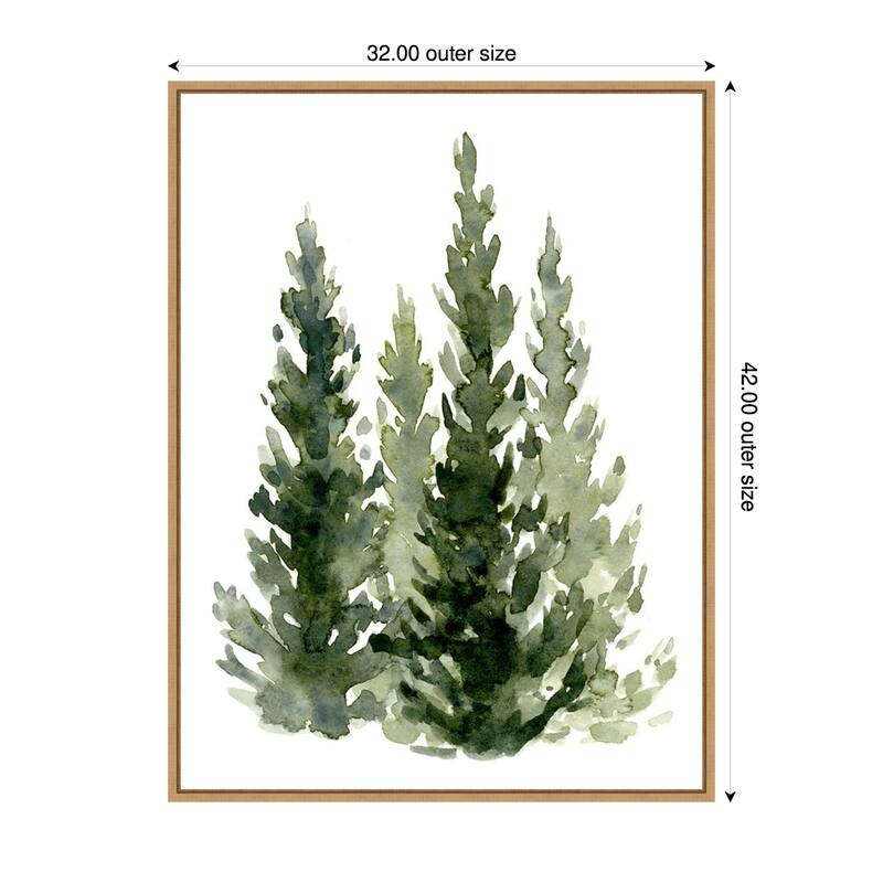 Simple Evergreens II by Emma Caroline Framed Canvas Wall Art - Sylvie Maple - 32 x 42 in