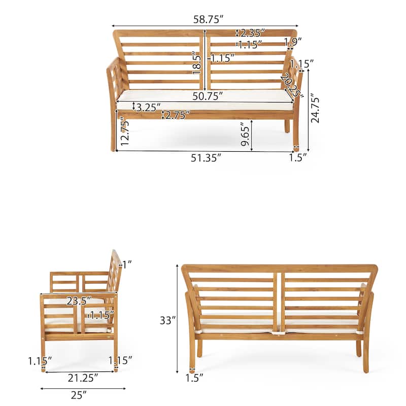 Caydon Outdoor Acacia Wood 8-seater Chat Set by Christopher Knight Home