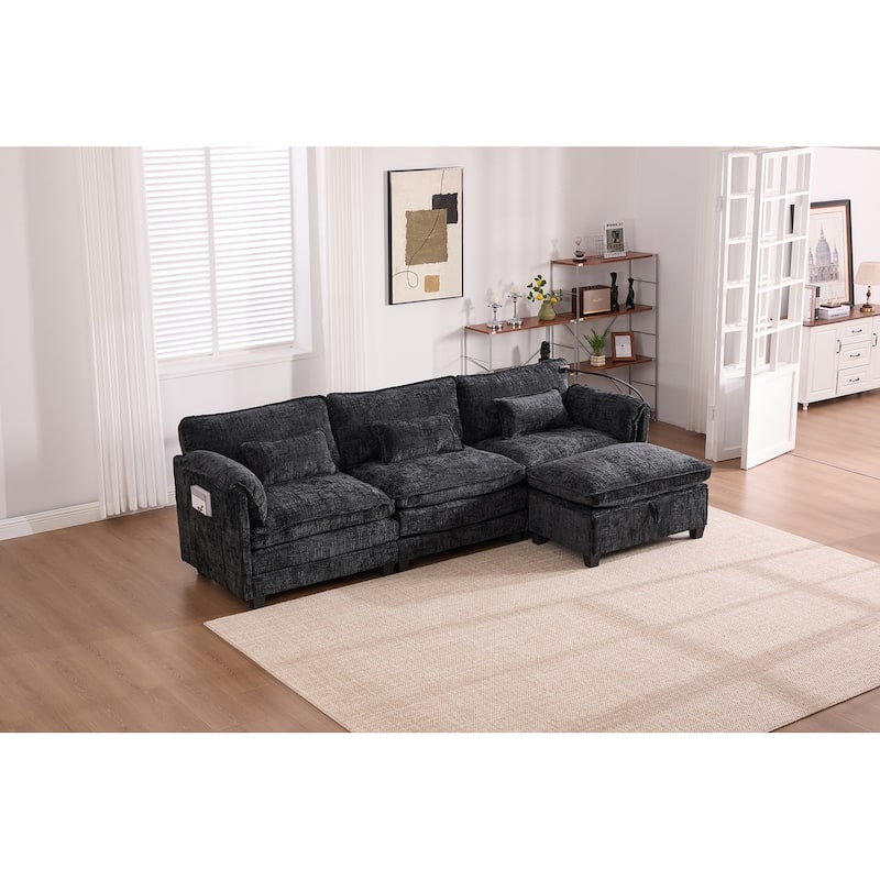 112" Oversized Sectional Sofa Cloud Couch for Living Room, Modern Chenille L Shaped Couch