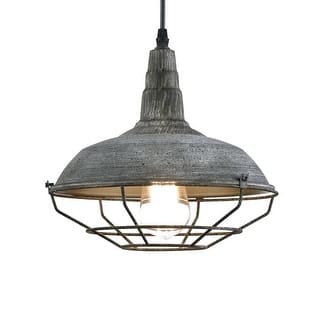 Industrial Nautical Barn Distressed Finish Iron Wire Caged Pendant