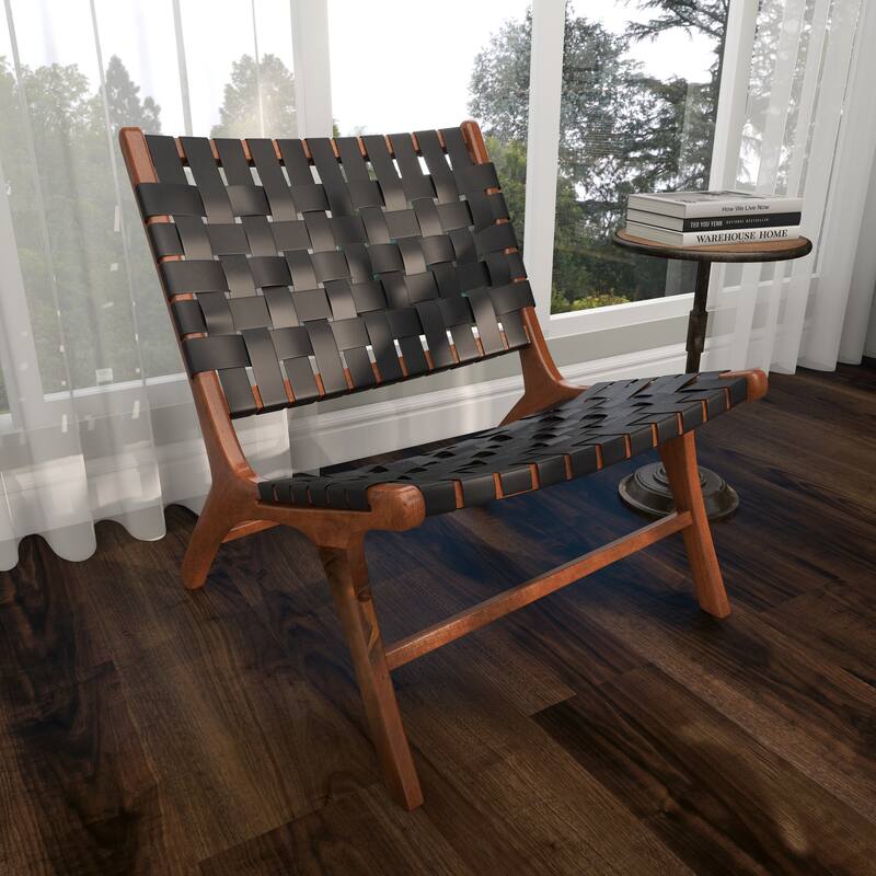 Wood Handmade Woven Accent Chair - Set of 2 Black - Roche River Decor