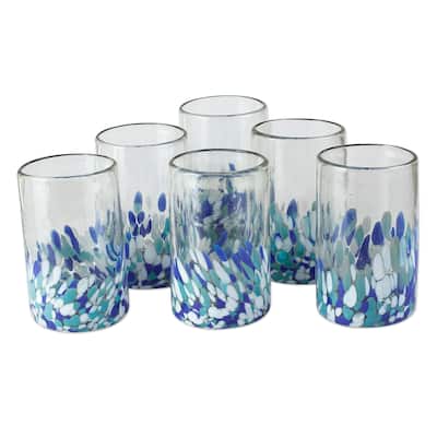 Novica Handmade Blown Blue Blown Glass Tumblers (Set Of 6)