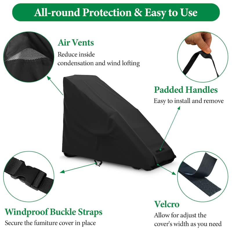 Collapsible Lounge Chair Cover - 400D Oxford Fabric with PU Coating, Waterproof & Dustproof, 58"L x 26"W x 44"H