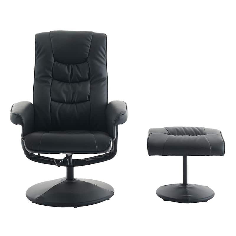 PU Leather 360° Swivel Massage Recliner Chair with Ottoman, Massage and Heated Seat