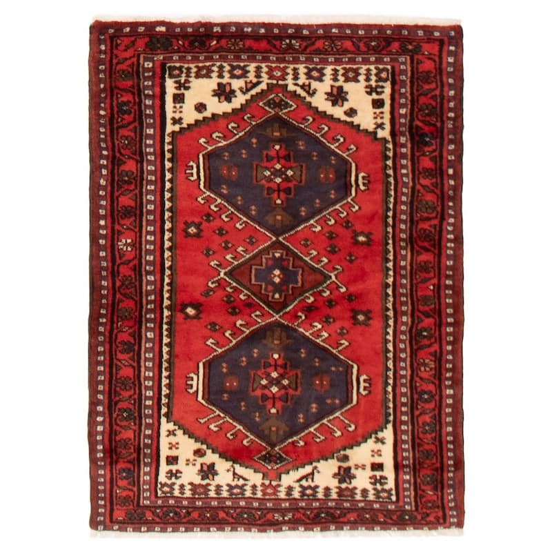 ECARPETGALLERY Hand-knotted Andelz Red Wool Rug - 3'3 x 4'4 - Red - 3'3 x 4'4