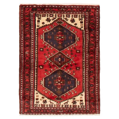 ECARPETGALLERY Hand-knotted Andelz Red Wool Rug - 3'3 x 4'4