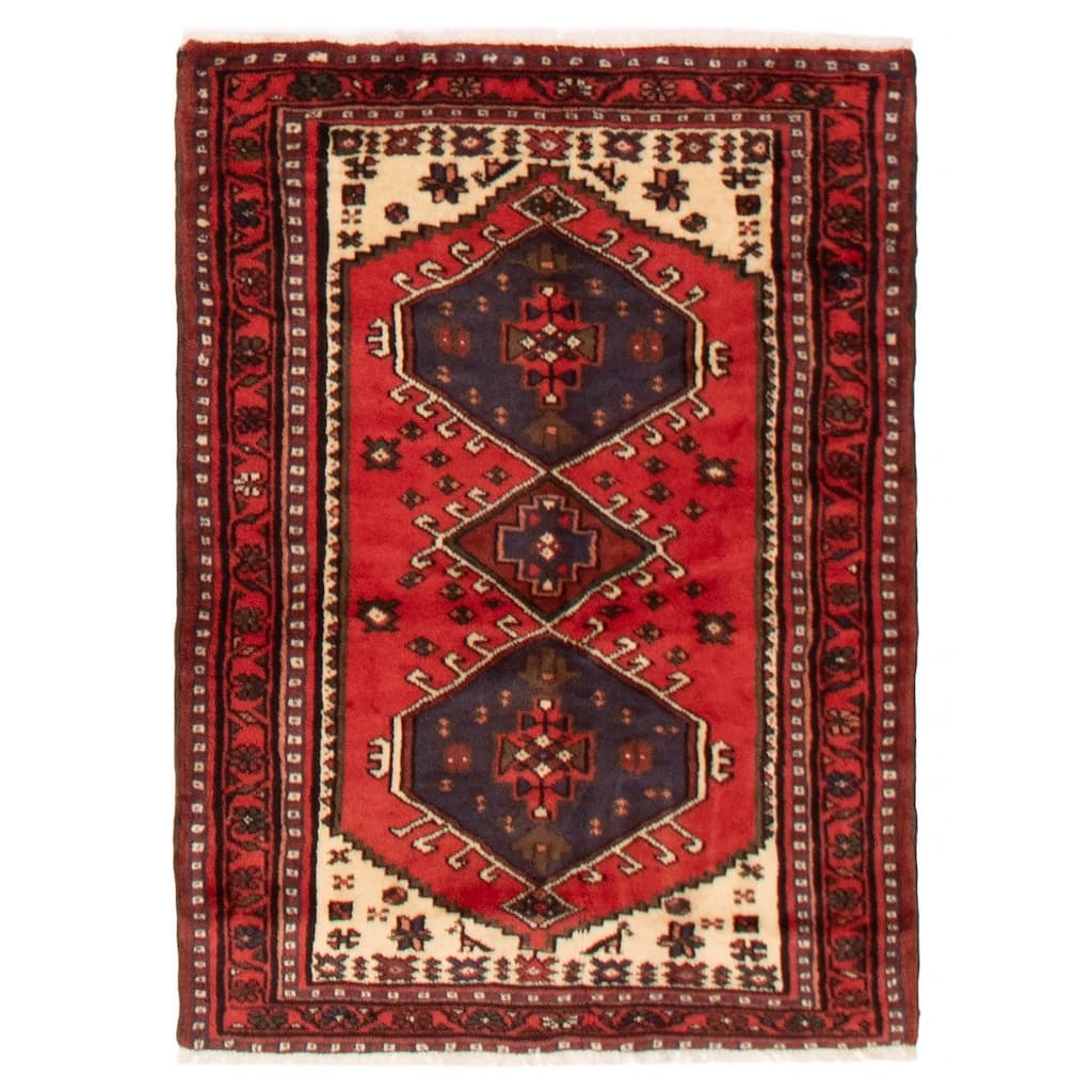 ECARPETGALLERY Hand-knotted Andelz Red Wool Rug - 3'3 x 4'4
