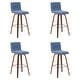preview thumbnail 64 of 120, Skara Swivel Bar Stool, Upholstered Bar Height Chair with Bentwood Frame Set of 4 - Vintage Blue Faux Leather & Walnut