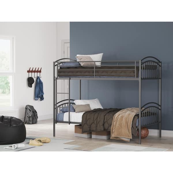 slide 2 of 8, Signature Design by Ashley Graymound Gray Twin over Twin Bunk Bed with Ladder 78"W x 42"D x 65"H - Gray