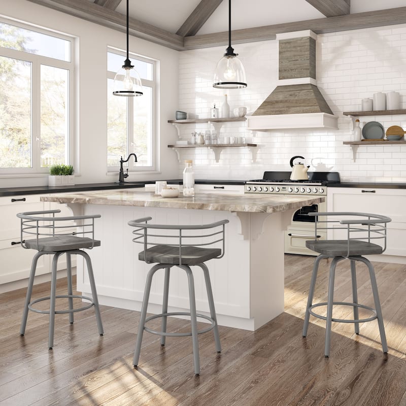 Amisco Brisk Swivel Counter Stool with Distressed Wood Seat