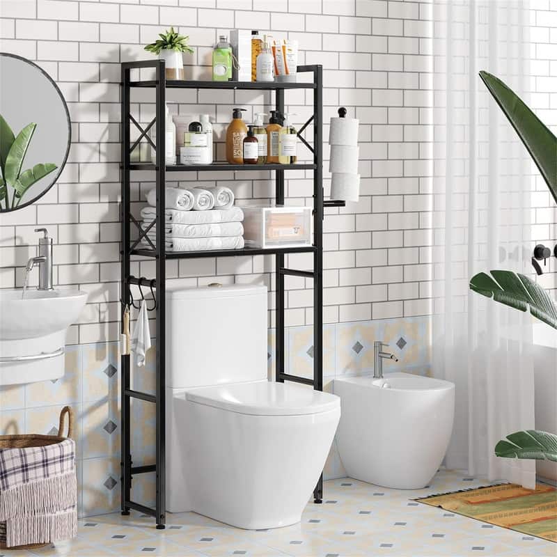 Over The Toilet Storage - 10.25"D x 30.5"W x 32"H - 10.25"D x 30.5"W x 32"H - Black