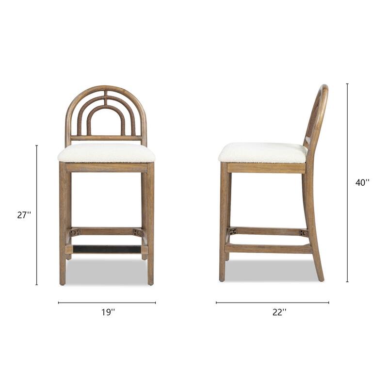 Arched Back Wood & Upholstered Counter Stool Set