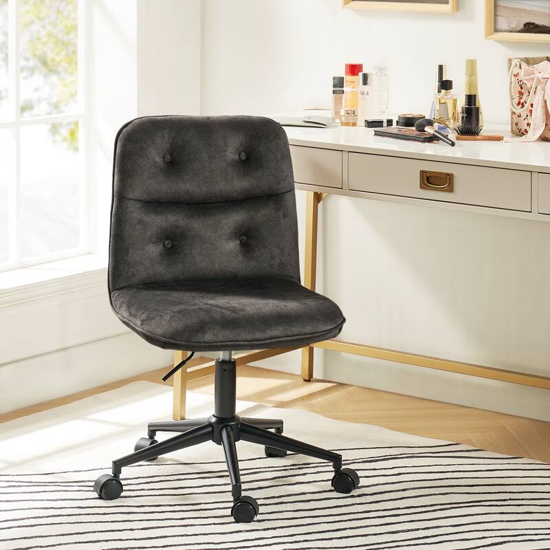 Klaus Upholstered Armless Swivel Task Chair with Tufted Back by HULALA HOME