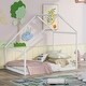 preview thumbnail 43 of 48, Wooden Twin/Full Bed Frames with Roof, Montessori House Shaped Floor Bed for Kids Girls Boys, Sturdy Framework, Easy Assembly White - Full
