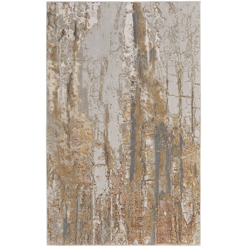 Grand Bazaar Tripoli Machine Made Abstract Modern Area Rug - 6'7" x 9'6" - Ivory/Gold/Brown