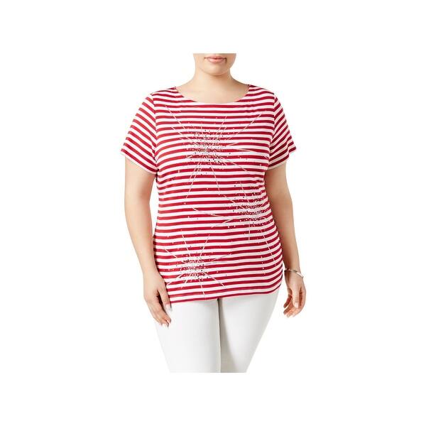Shop Karen Scott Womens Plus Fireworks Graphic T Shirt Jeweled