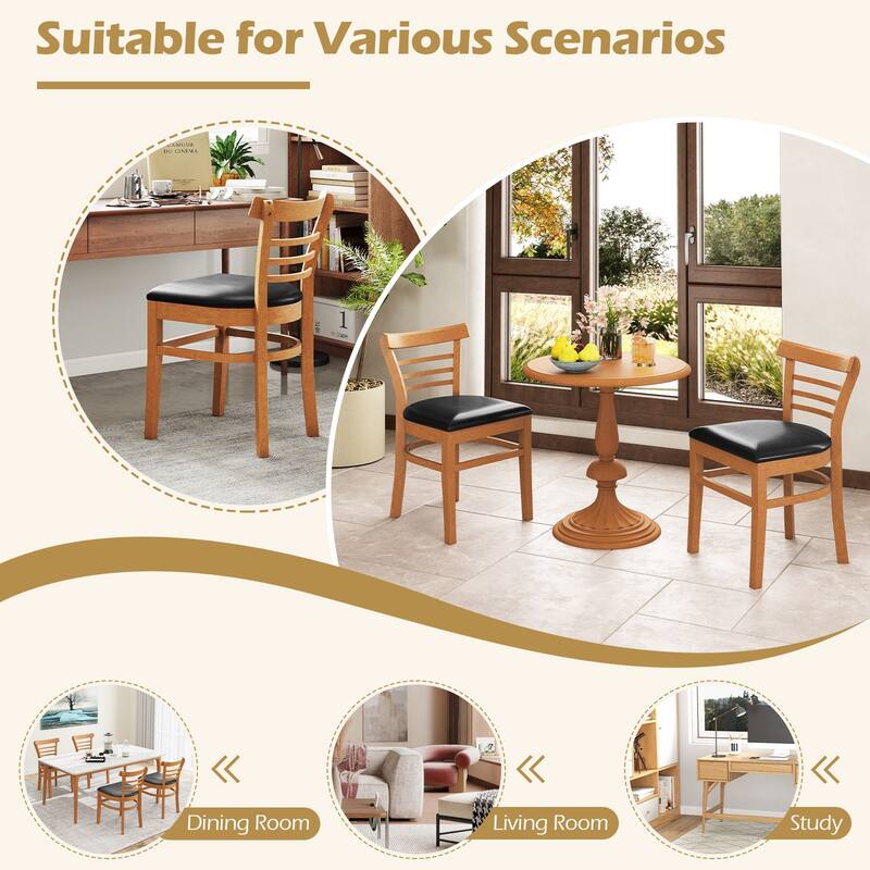 Gymax Modern Dining Chair Set of 4 Upholstered Kitchen Chair w/Rubber