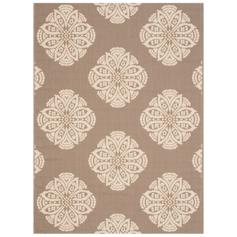 SAFAVIEH Courtyard Cedrine Floral Medallion Indoor/ Outdoor Waterproof Patio Rug Backyard