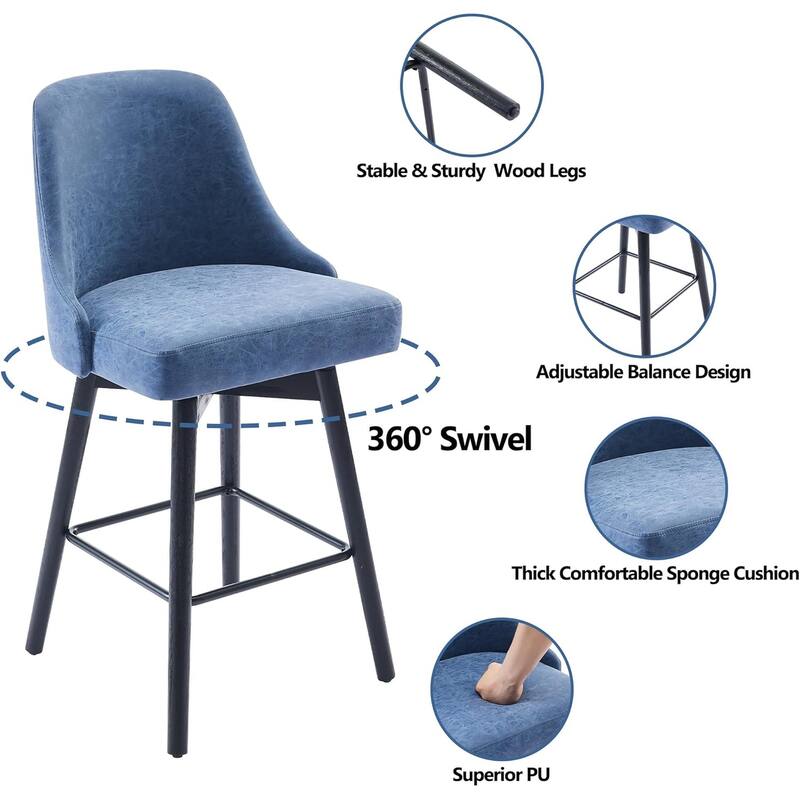26" Counter Height Swivel Barstool Set of 2