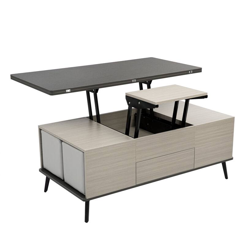 5 Pieces Lift Top Coffee Table Set with Storage Convertible Dining Table