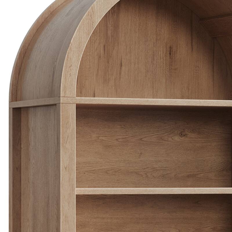 72.8" Tall Farmhouse Arched Kitchen Pantry Storage with Power Outlets and Spice Rack