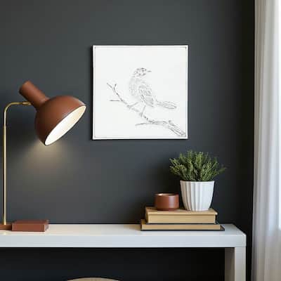 HomeRoots 10" X 10" White Bird Metal Square Hanging Wall Decor