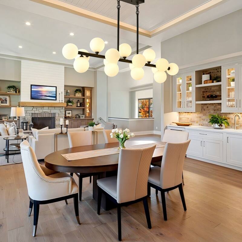 55in Modern Linear Chandeliers Large Pendant Lights Kitchen Island Lighting 16-Light Mid Century Sputnik Chandeliers