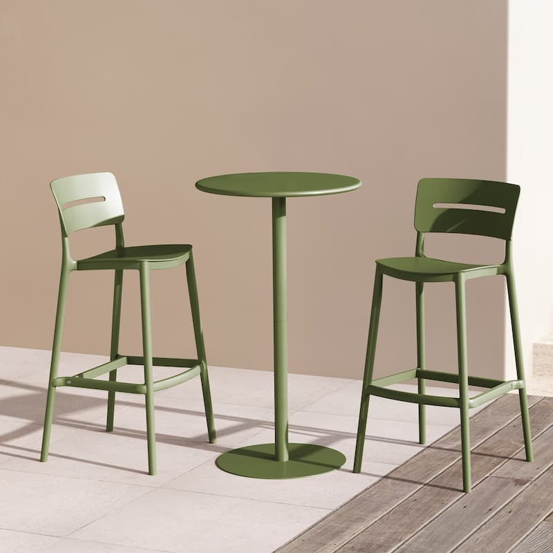 Frond and Form 2-Person Outdoor Round Dining Set Bar Height