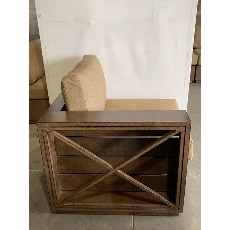 Modern Rustic Patio Sectional Right and Left Arm Single Seaters With Cushions