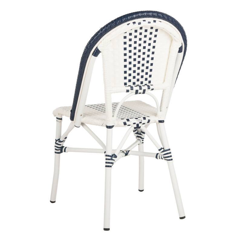 SAFAVIEH Outdoor Kiarra Chair - Navy / White (Set of 2) - 18Wx22Dx35H