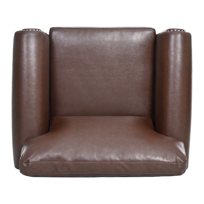 Brown PU 37.4" Accent Chair with Nailheads