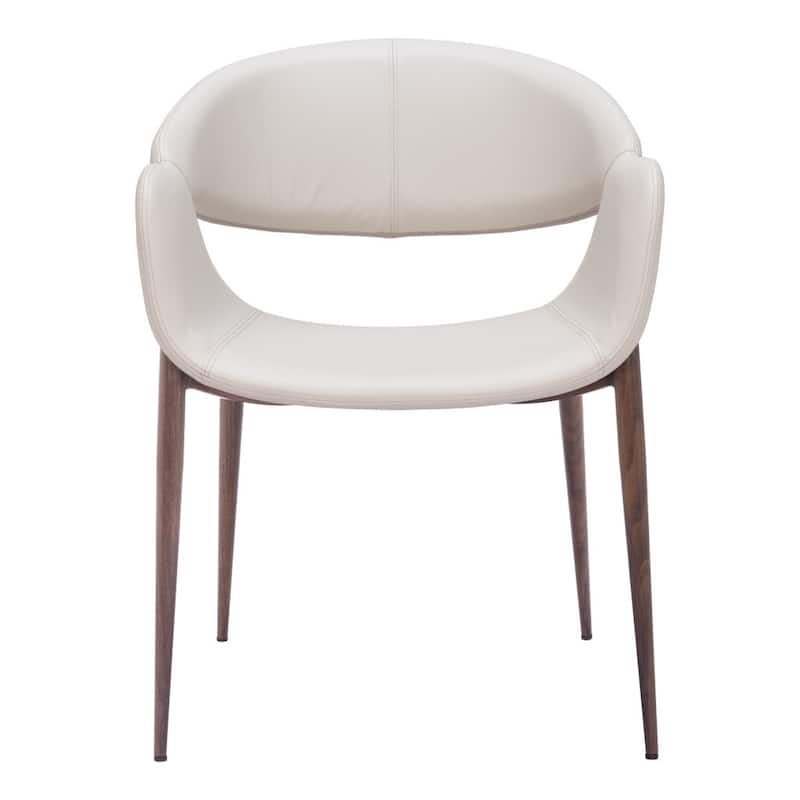 HomeRoots Set of Two Beige and Brown Upholstered Faux Leather Open Back Dining Arm Chairs - 25' X '32.3' X '25