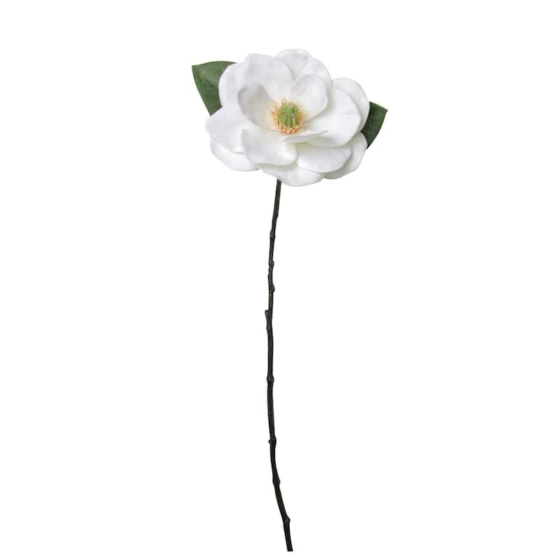 31" White and Green Artificial Magnolia Christmas Stem Decor - 31