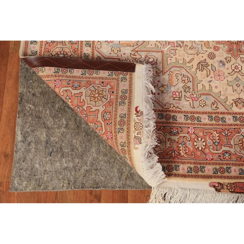 Geometric Tabriz Oriental Rug Handmade Wool Carpet - 5'1" x 6'11"