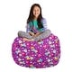 preview thumbnail 11 of 192, Kids' Stuffed Animal Storage Bean Bag Chair Cover or Toy Organizer 38 Inches Large - Canvas Multi-Colored Hearts on Purple