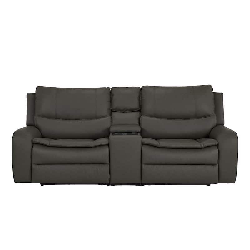 94.5'' W Faux Leather Dual-Power Oversized Width Seat Loveseat with Wireless Charging, Reading Light - Grey