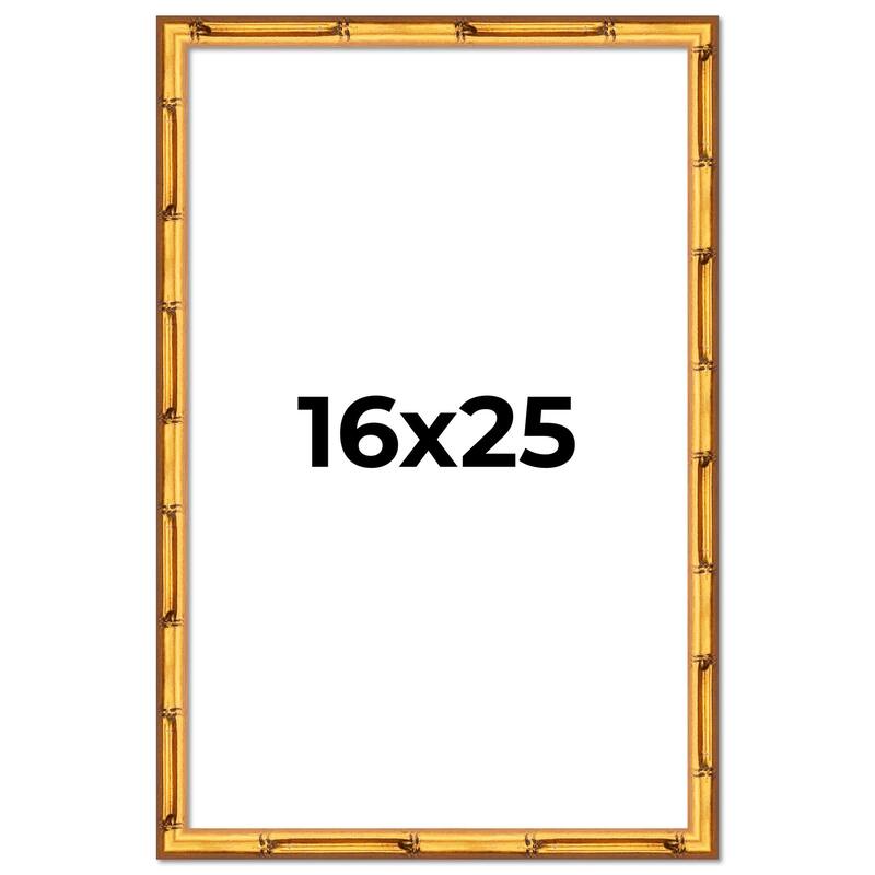 16x25 Frame Gold Bamboo Picture Frame Modern Photo Frame Includes UV Acrylic Shatter Guard Front Acid Free Foam Backing Board