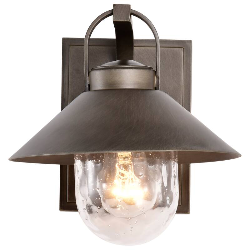 Ridge Small Outdoor Lantern Brozne Finish Clear Seeded Glass - Bronze