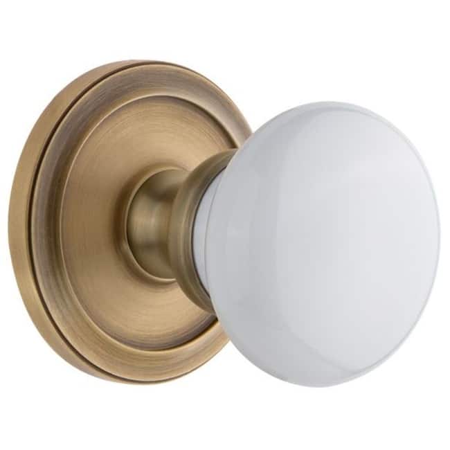 Grandeur Circulaire Solid Brass Rose Privacy Door Knob Set with Hyde