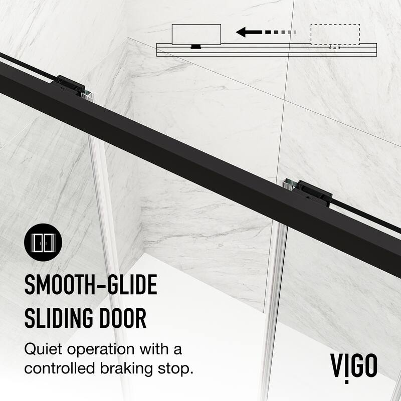 VIGO Paloma 56 to 60 in. W x 74 in. H Semi-Frameless Double-Sliding Shower Door with Clear Tempered Glass