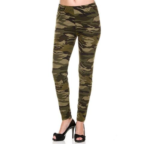 Cali Chic Women's Leggings Celebrity Brushed Camouflage Print Soft Stretchy Pants