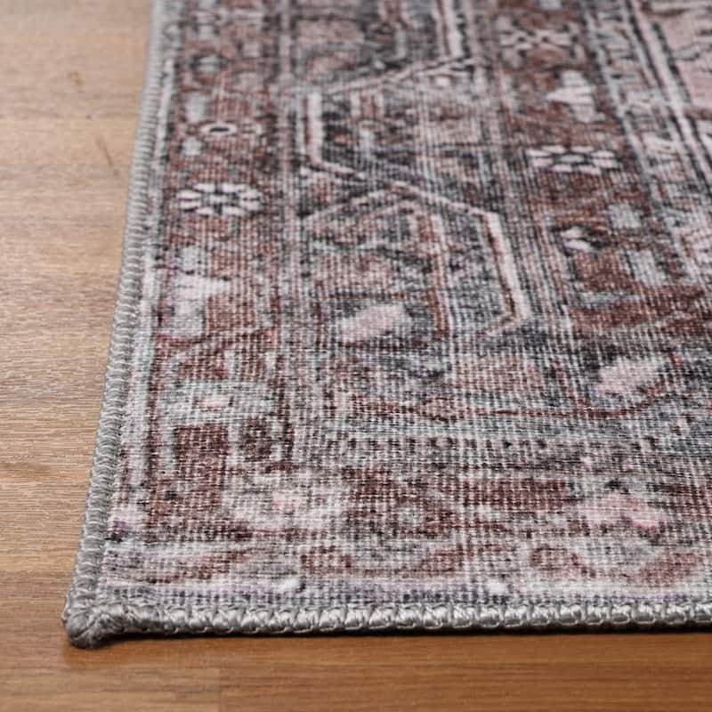 Distressed Floral Medallion Indoor Area Rug or Runner by Superior