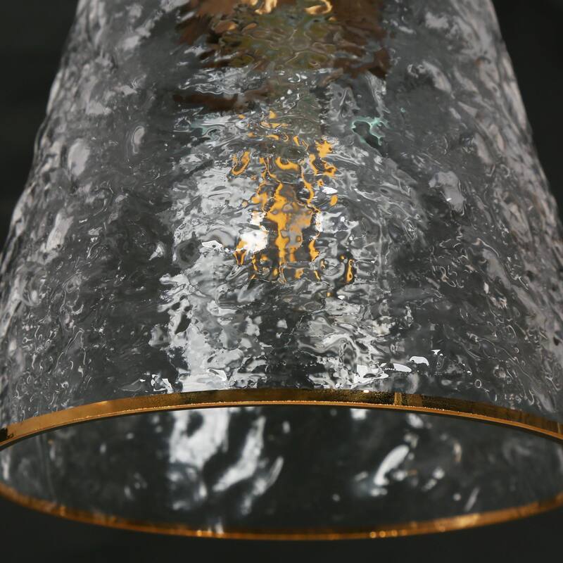 Modern 3-Light Gold Chandelier Glass Cone Pendant Lights for Kitchen Island