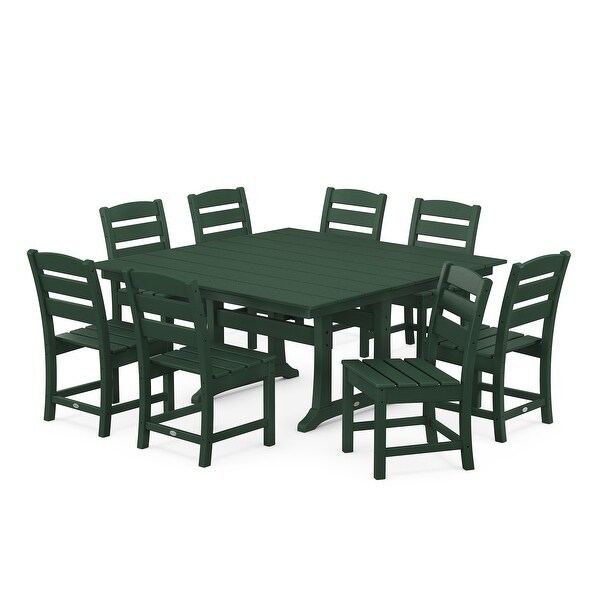 POLYWOOD Lakeside 9-Piece Farmhouse Trestle Dining Set - Bed Bath