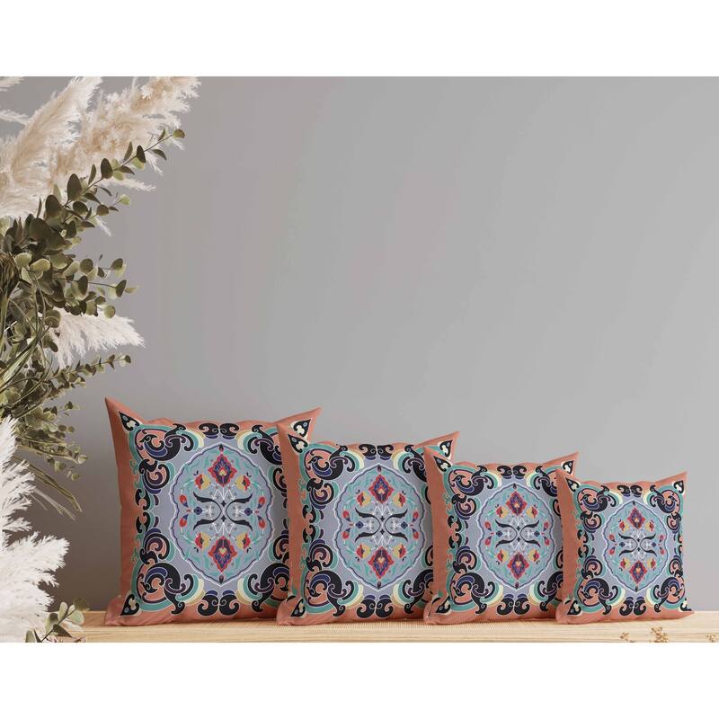 Soft Square Escape Indoor/Outdoor Reversible Throw Pillow Orange and Blue