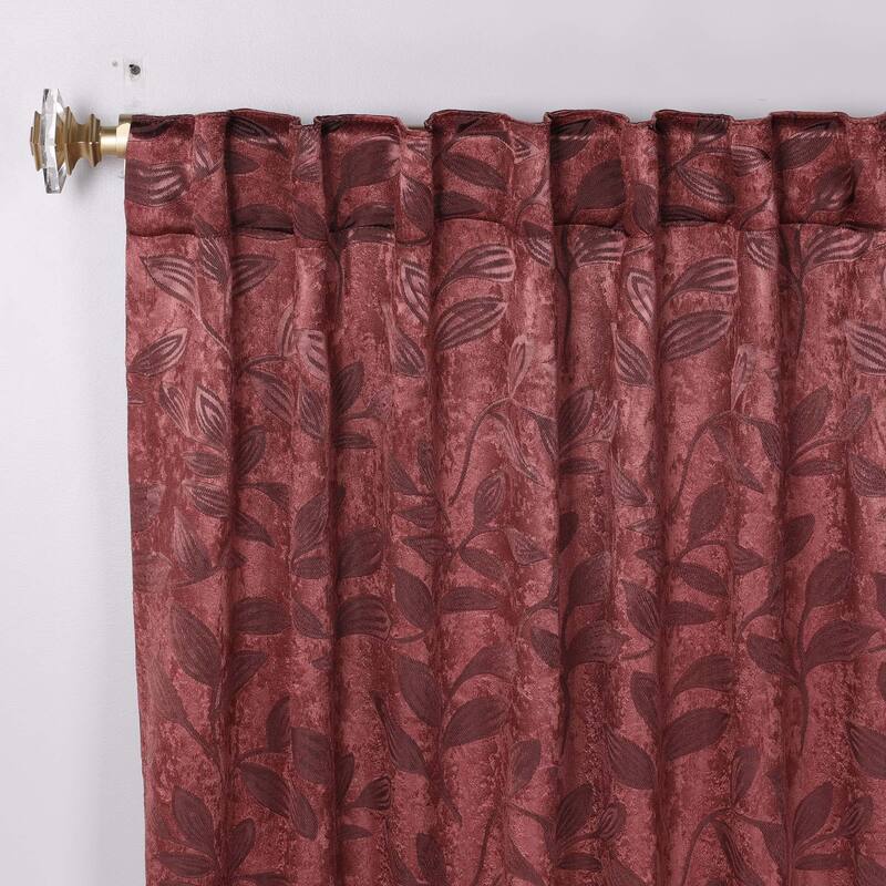 Superior Leaves Machine Washable Room Darkening Curtains with Back Tabs, Set of 2