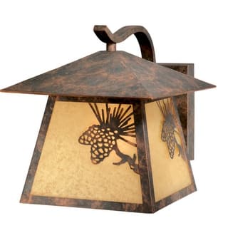 VAXCEL Whitebark 1-Light Rustic Pine Cone Outdoor Wall Sconce made of Durable Steel, Glass Shade, LED Compatible
