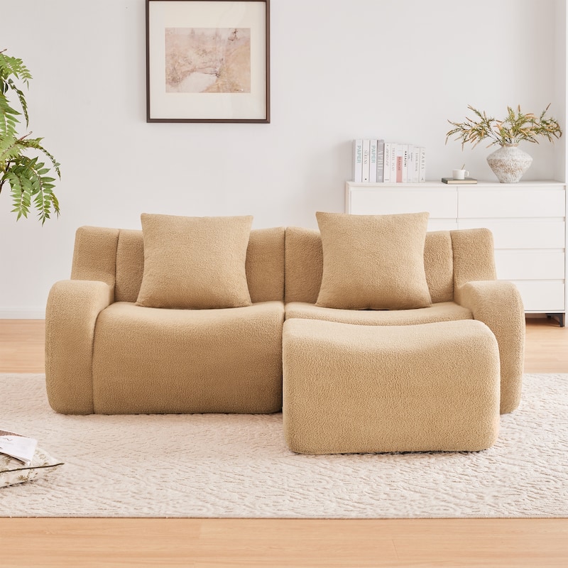 GDF Studio - Fairford L-Shaped 2-Seat Modular Sofa With Curved Armrests & Non-Slip Base
